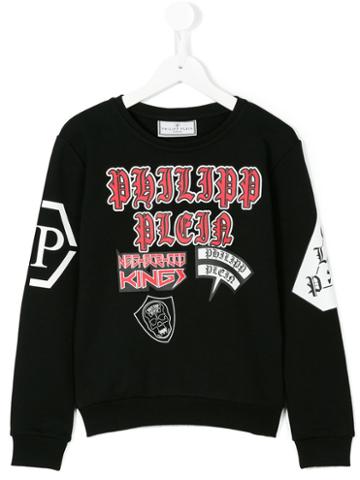 Philipp Plein Kids - Neighbourhood Kings Printed Sweatshirt - Kids - Cotton - 12 Yrs, Black