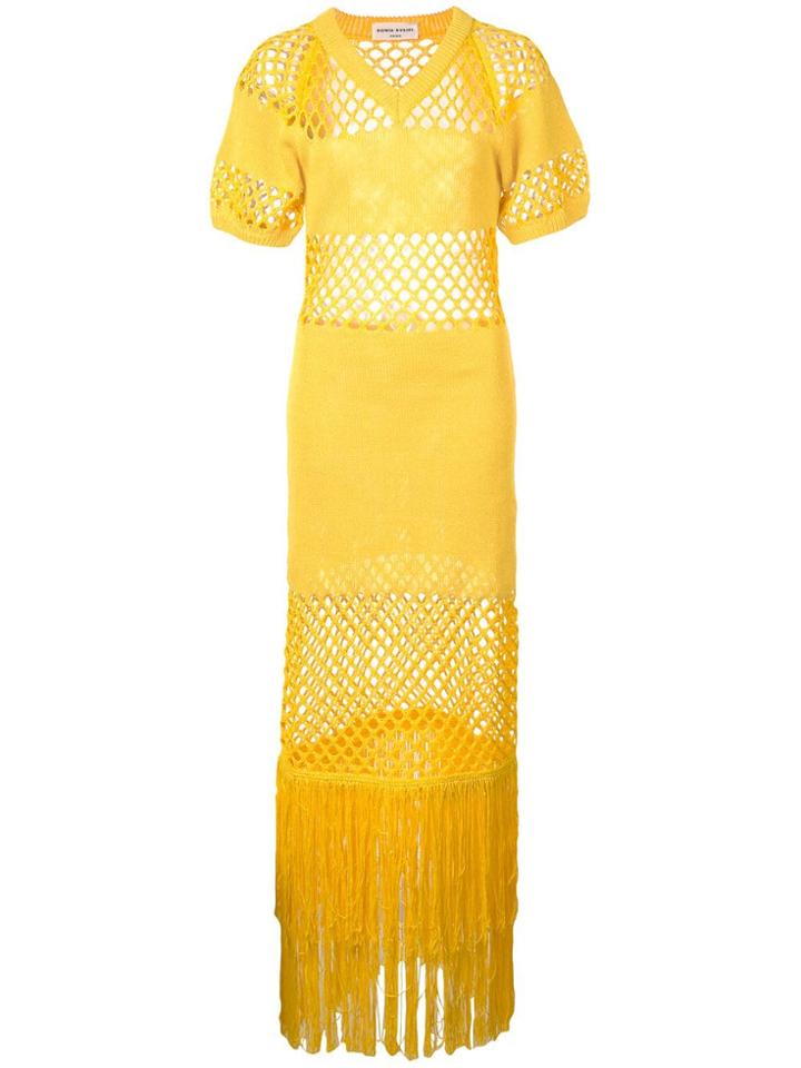 Sonia Rykiel Mesh Fringe Maxi Dress - Yellow