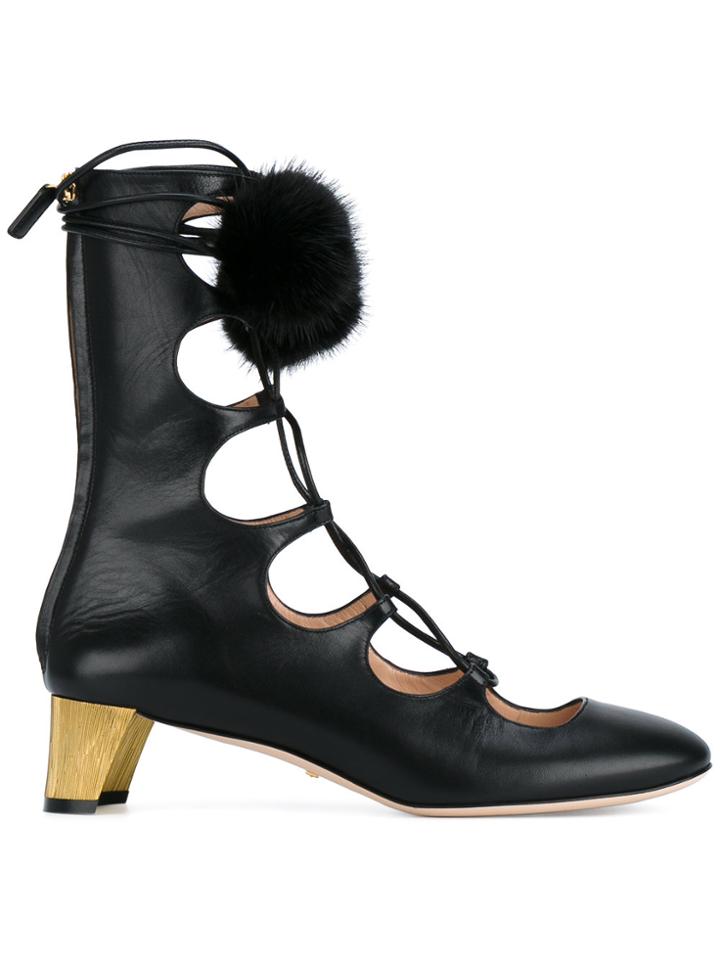 Gucci Heloise Pom Pom Pumps - Black