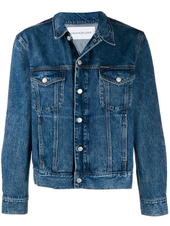 Ck Jeans Rock Print Denim Jacket - Blue
