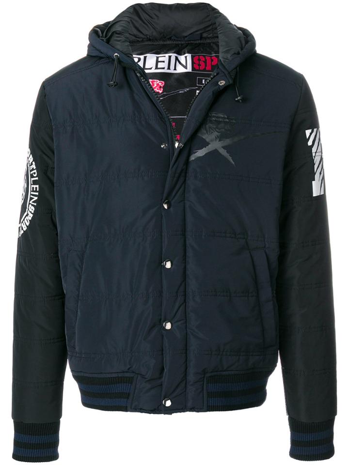 Plein Sport Logo Print Padded Jacket - Blue