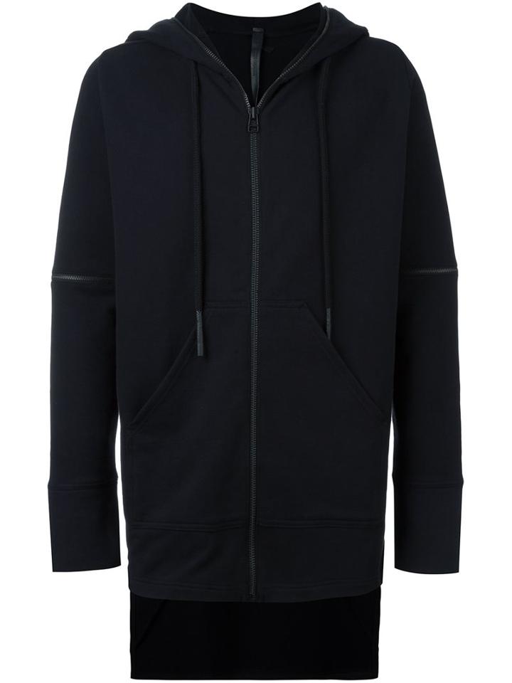 Barbara I Gongini Cut Detailing Zipped Hoodie, Men's, Size: 48, Black, Cotton