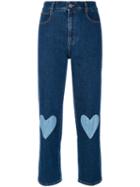 Stella Mccartney - Heart Patch Cropped Jeans - Women - Cotton/spandex/elastane - 29, Blue, Cotton/spandex/elastane