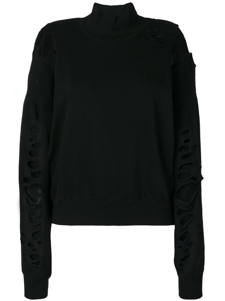 Diesel Distressed Turtleneck Jumper - Black