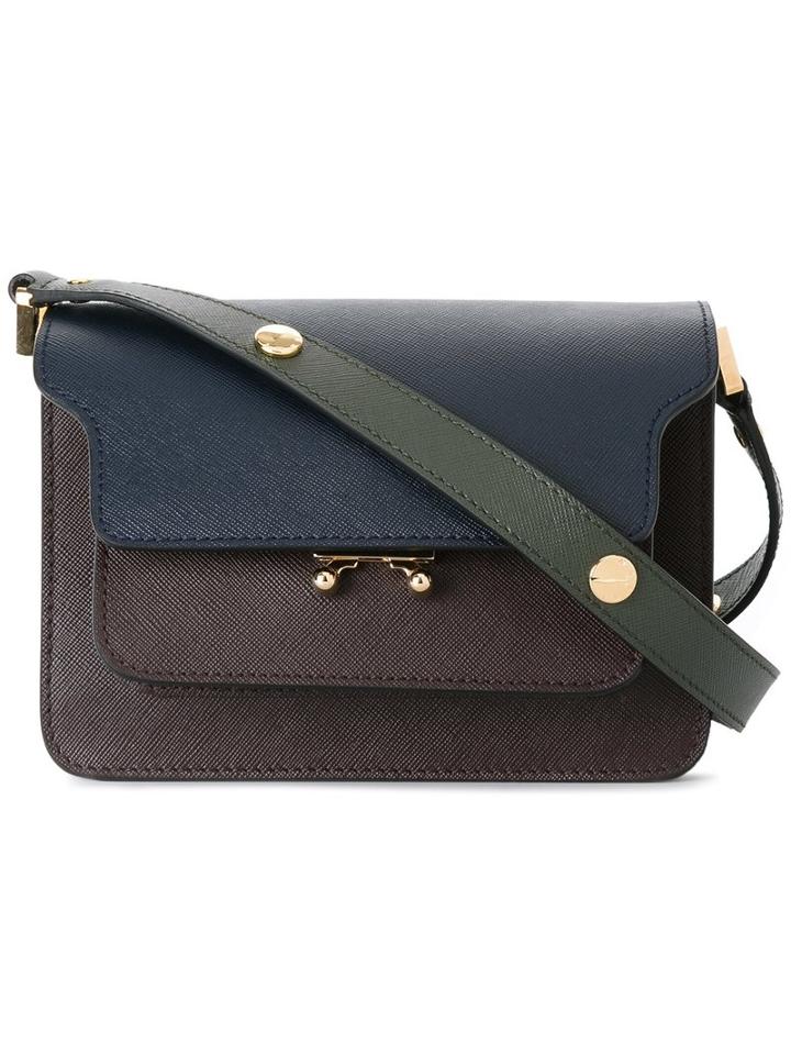 Marni Small Trunk Shoulder Bag, Women's, Blue, Calf Leather
