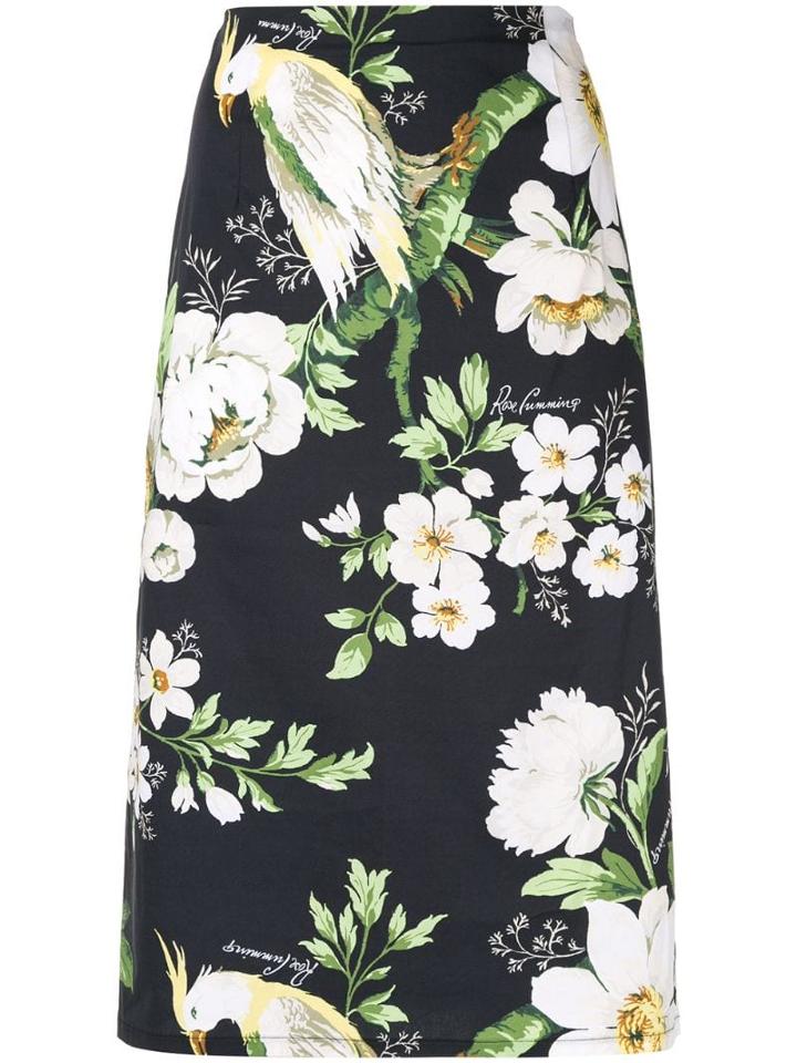 Carolina Herrera Floral Pencil Skirt - Black