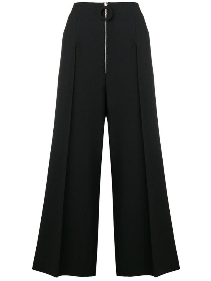 Maison Flaneur Cropped Flared Trousers - Black