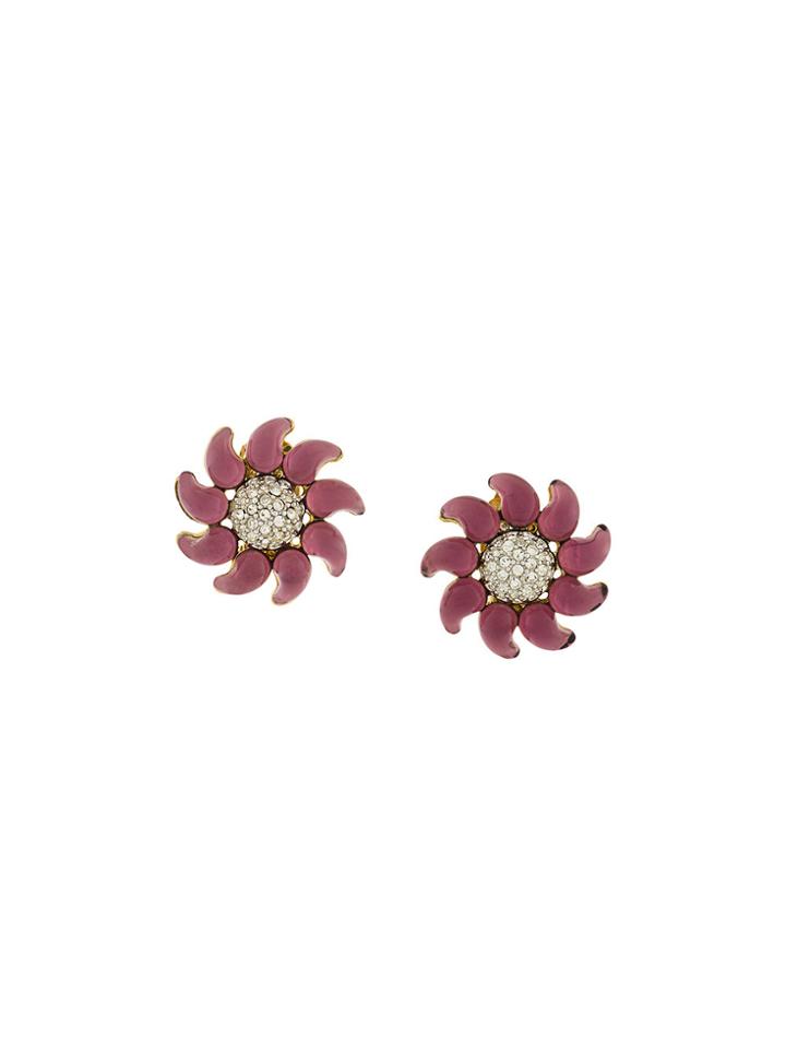 Nina Ricci Vintage Flower Clip-on Earrings - Metallic