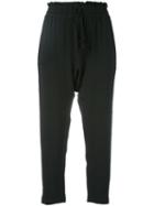No21 - Cropped Drawstring Trousers - Women - Silk/acetate/viscose - 40, Black, Silk/acetate/viscose