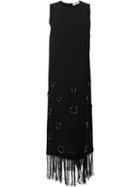 Msgm Fringe Frayed Sleeves And Hoops Dress