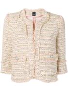 Pinko 3/4 Sleeve Tweed Jacket - Neutrals