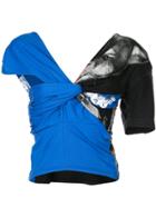 Marine Serre Assymetric Twisted T-shirt Top - Blue