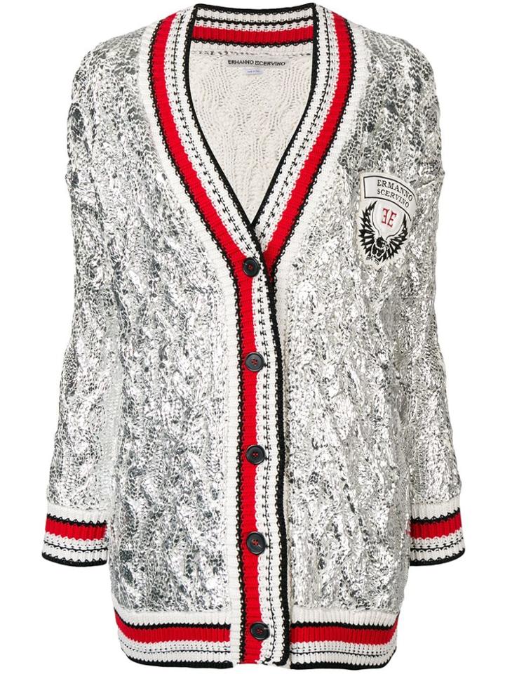 Ermanno Scervino Striped Trim Cardigan - Silver