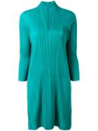 Pleats Please By Issey Miyake - Pleated V-neck Dress - Women - Polyester - 4, Green, Polyester