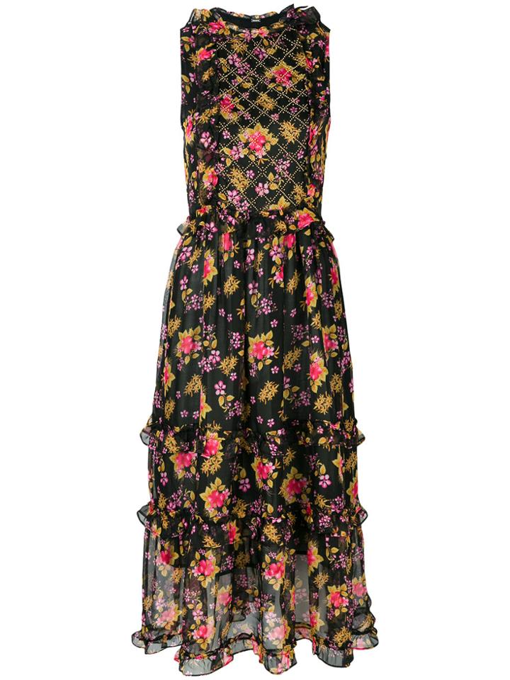 Dodo Bar Or Simmone Floral Print Ruffle Dress - Black