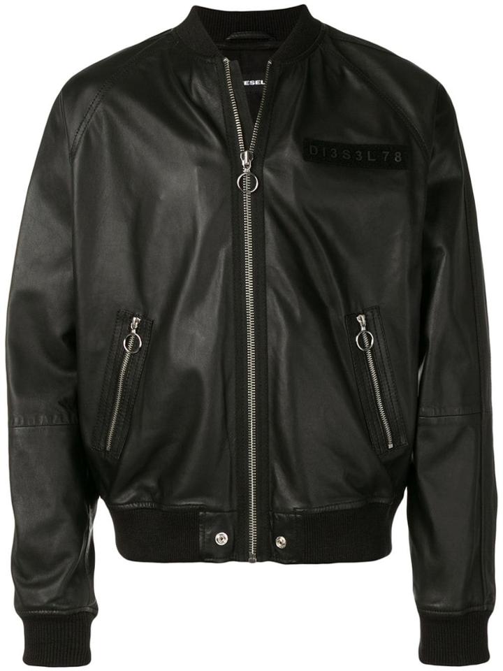 Diesel L-pins-a Leather Jacket - Black