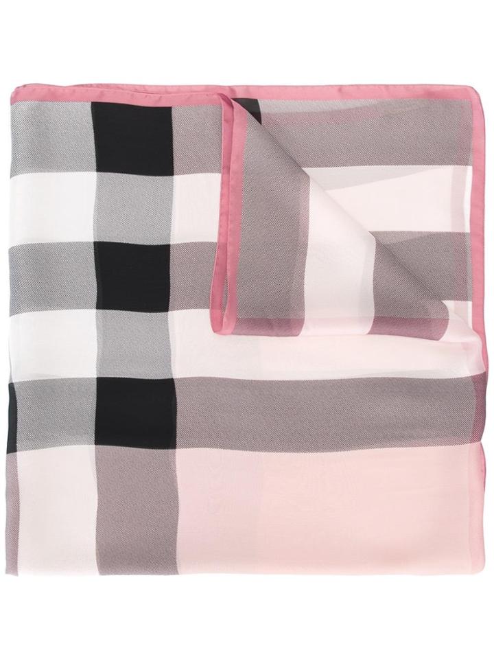 Burberry Lightweight Checked Scarf - Pink & Purple