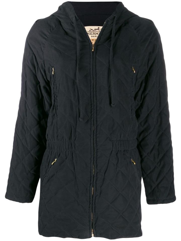 Hermès Pre-owned Diamond Quilted Parka Coat - Black