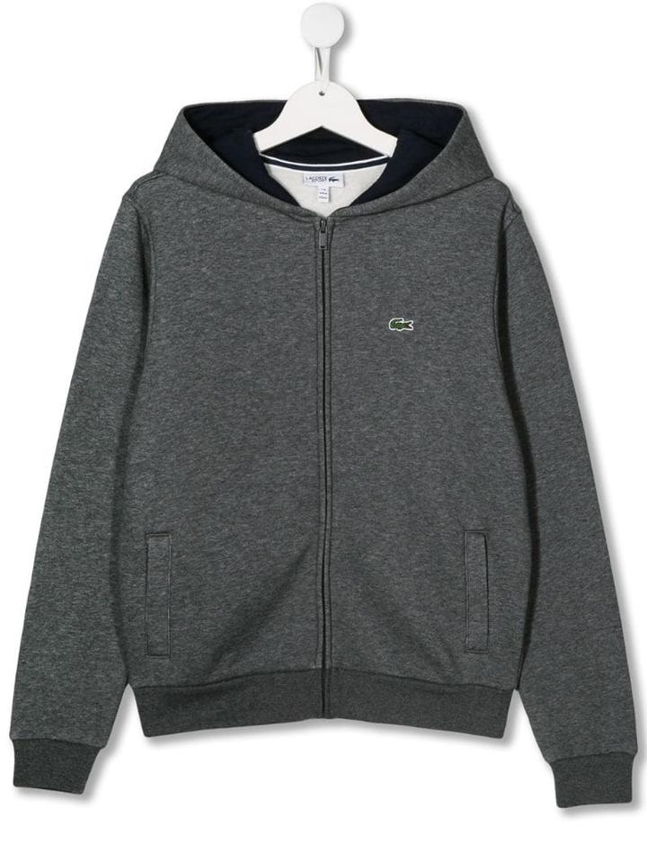 Lacoste Kids Teen Logo Hoodie - Grey