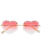 Chloé Eyewear Pink Heart Rosie Sunglasses