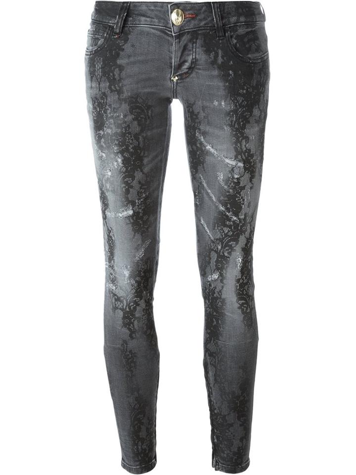 Philipp Plein Cause I Like It' Skinny Jeans, Women's, Size: 29, Grey, Cotton/polyester/spandex/elastane