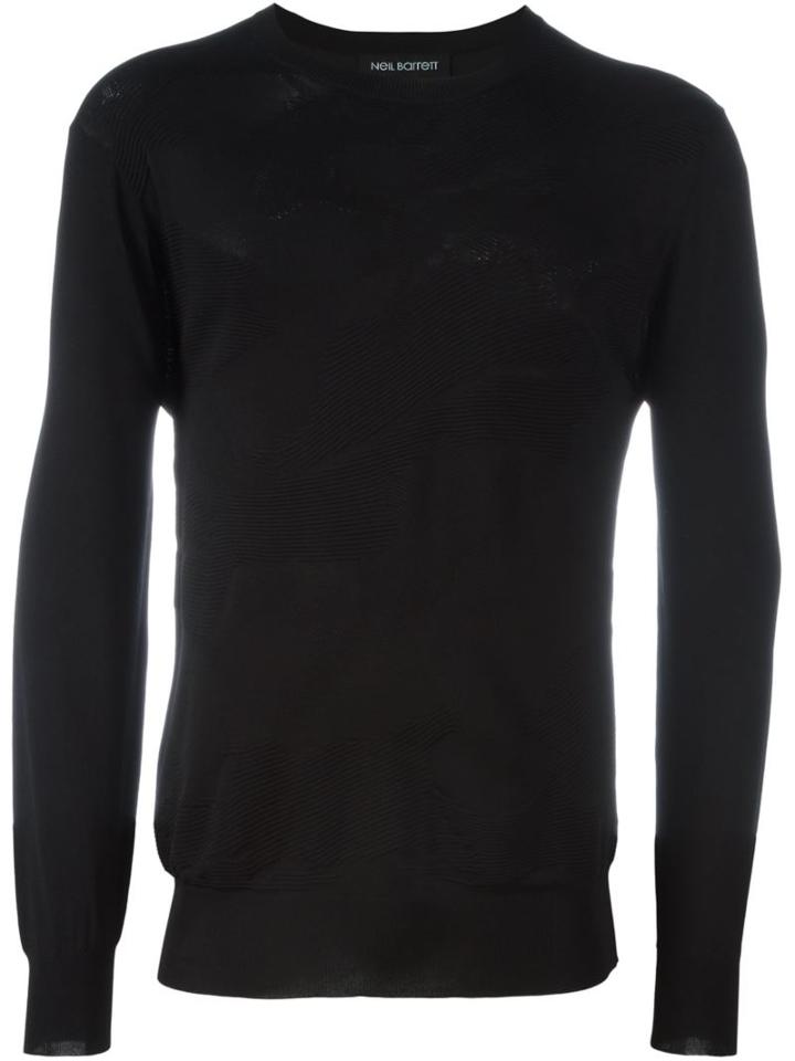 Neil Barrett Crew Neck Jumper, Men's, Size: Small, Black, Viscose/nylon