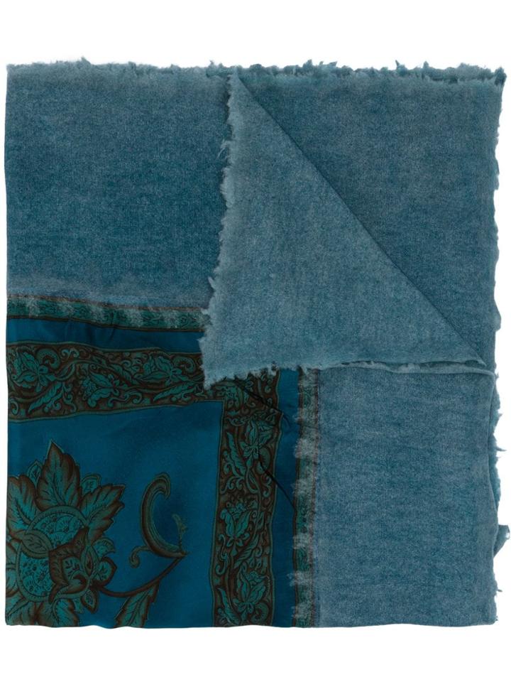 Avant Toi Large Printed Scarf - Blue