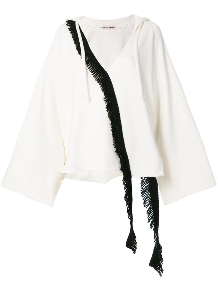 Giacobino Fringed Hooded Jumper - White