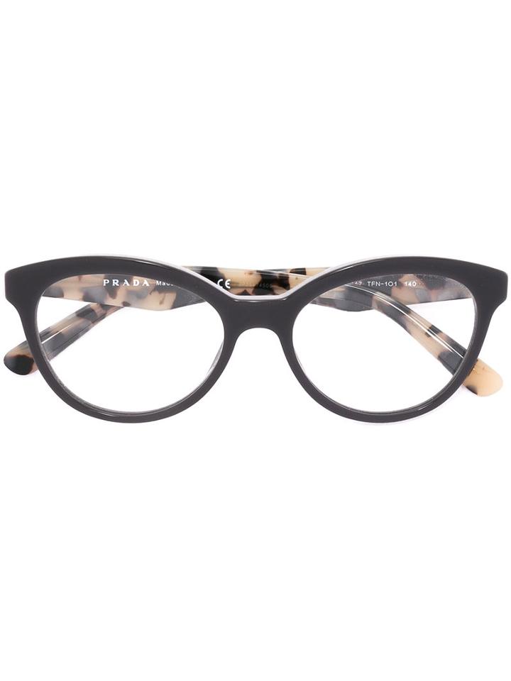 Prada Eyewear Cat Eye Shaped Glasses, Grey, Acetate