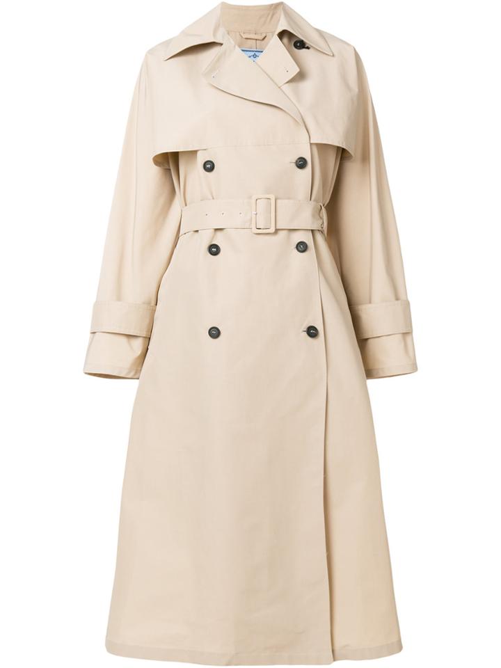Prada Oversized Belted Trench Coat - Nude & Neutrals
