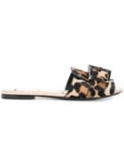 No21 Leopard Print Slide Sandals - Brown