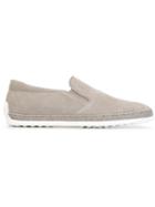 Tod S Braided Trim Slip-on Sneakers, Men's, Size: 10, Grey, Suede/leather/rubber