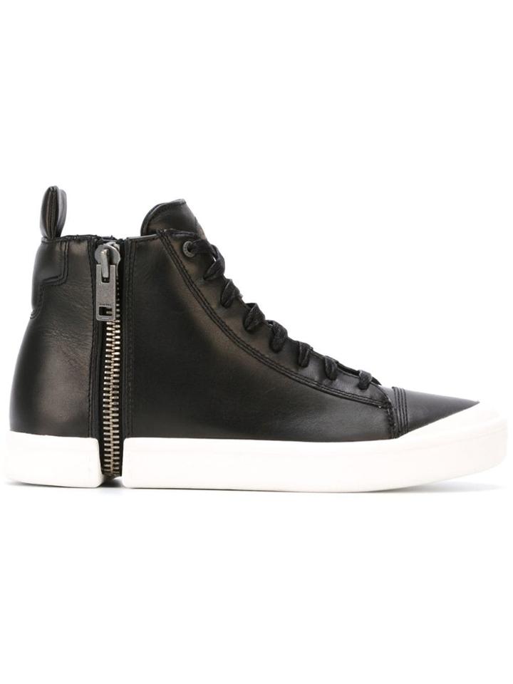 Diesel Hi-top Lace-up Sneakers - Black