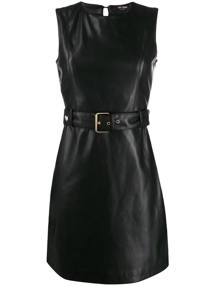 Twin-set Belted A-line Mini Dress - Black