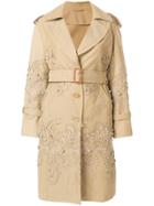Ermanno Scervino Baroque Applique Trench Coat - Nude & Neutrals