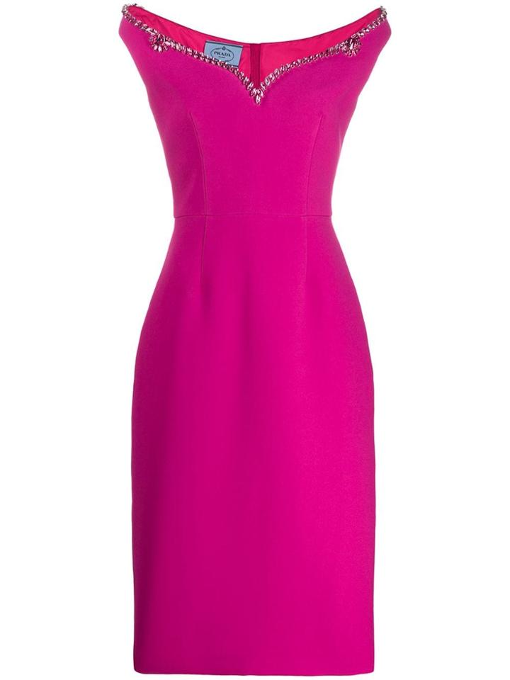 Prada Embellished Midi Dress - Pink