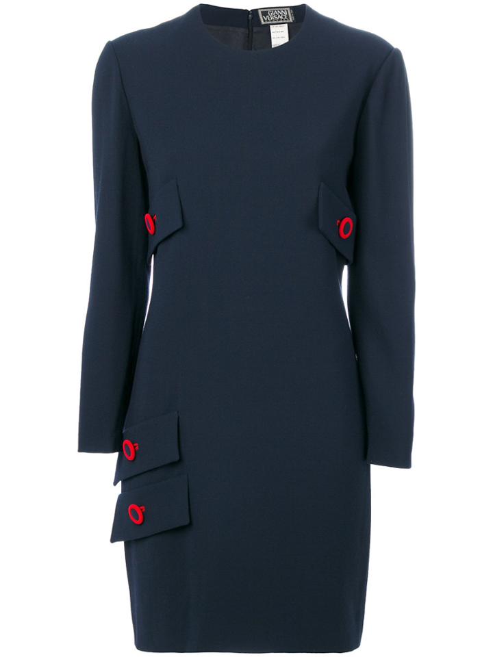 Versace Vintage Long-sleeve Dress - Blue