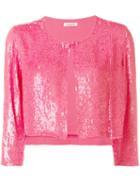 P.a.r.o.s.h. Cropped Sequin Cardigan, Women's, Pink/purple, Viscose/pvc