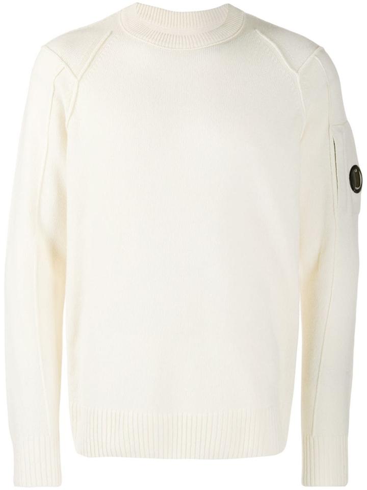 Cp Company Lens Crew Neck Jumper - White