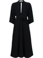 Tome V-neck Belted Dress, Women's, Size: 8, Black, Silk