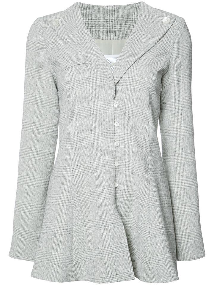 Rosie Assoulin Flared Plaid Blazer, Women's, Size: 8, Grey, Shell/wool