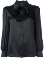 Saint Laurent Pussybow Blouse, Women's, Size: 40, Black, Silk