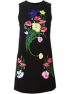 Christopher Kane Floral Embroidered Shift Dress, Women's, Size: 12, Black, Viscose/acetate/silk