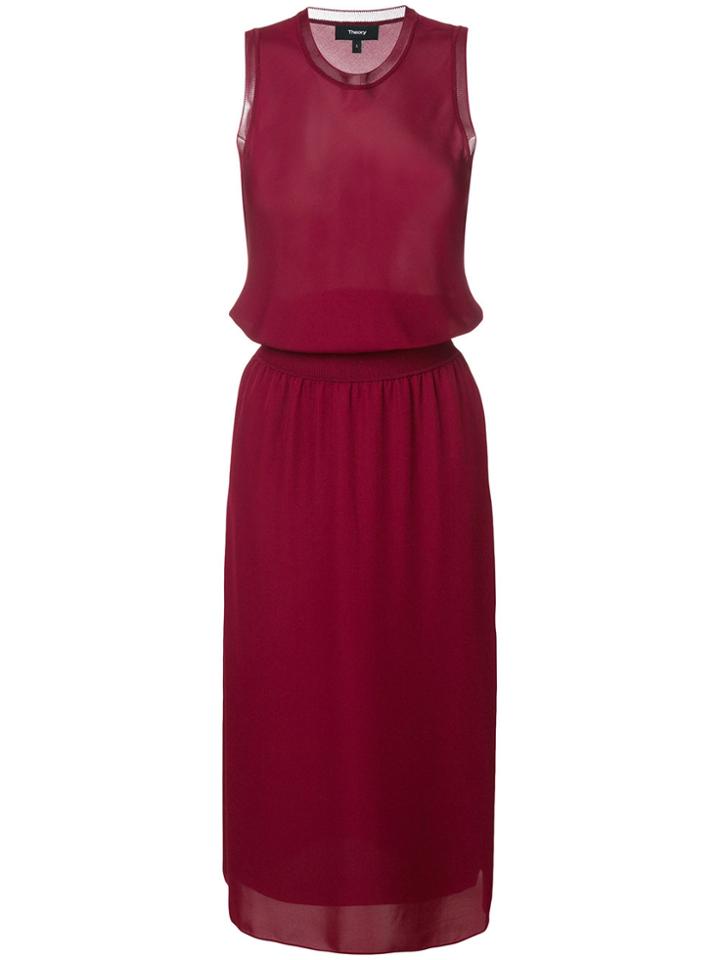 Theory Elasticated Waist Dress - Pink & Purple