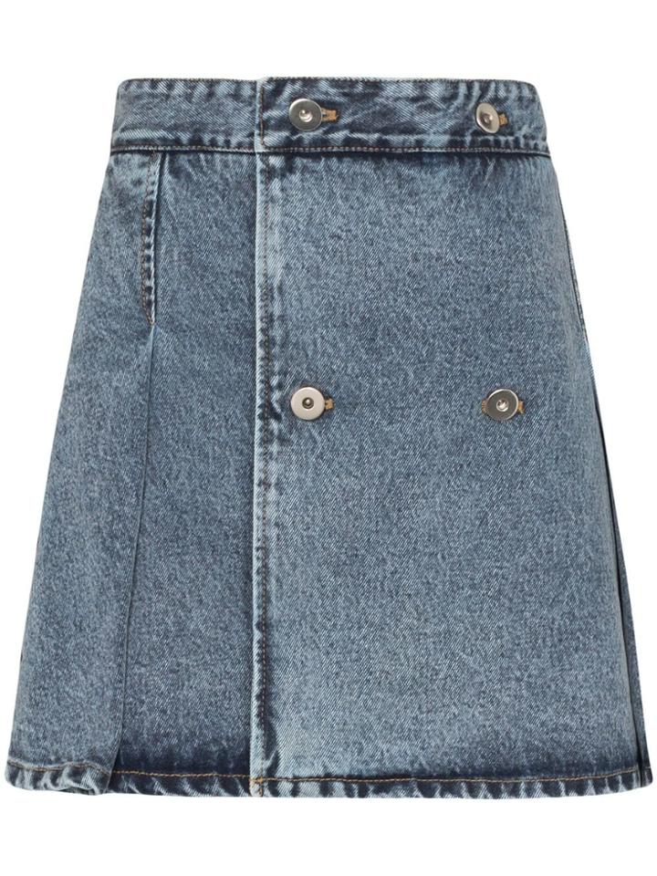 Matthew Adams Dolan Double-breasted Pleated Mini Skirt - Blue