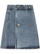 Matthew Adams Dolan Double-breasted Pleated Mini Skirt - Blue