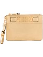 Moschino Logo Plaque Clutch - Metallic