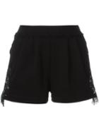 Philipp Plein Lace Insert Track Shorts, Women's, Size: Medium, Black, Cotton/polyester