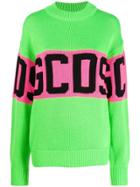 Gcds Oversized Logo Knit Sweater - Green