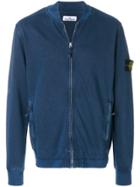 Stone Island Zipped Knitted Bomber Jacket - Blue